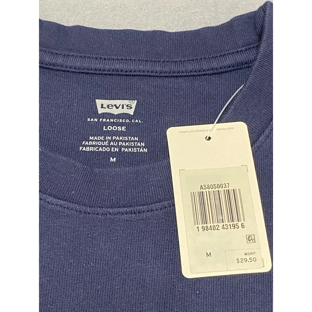 Levi‎ Strauss T-Shirt Adult Medium Loose Fit Blue 100% Cotton HTF NOS w/ Tag